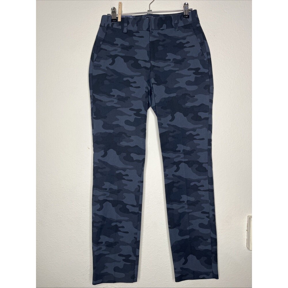 Gap Women's Blue Camo Stretch Slim Mid Rise Straight Leg Pants SZ 0 NWT